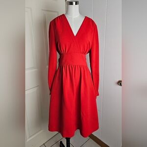 Red Kate Spade New York Tie Waist Dress Coctail Holiday Size 10